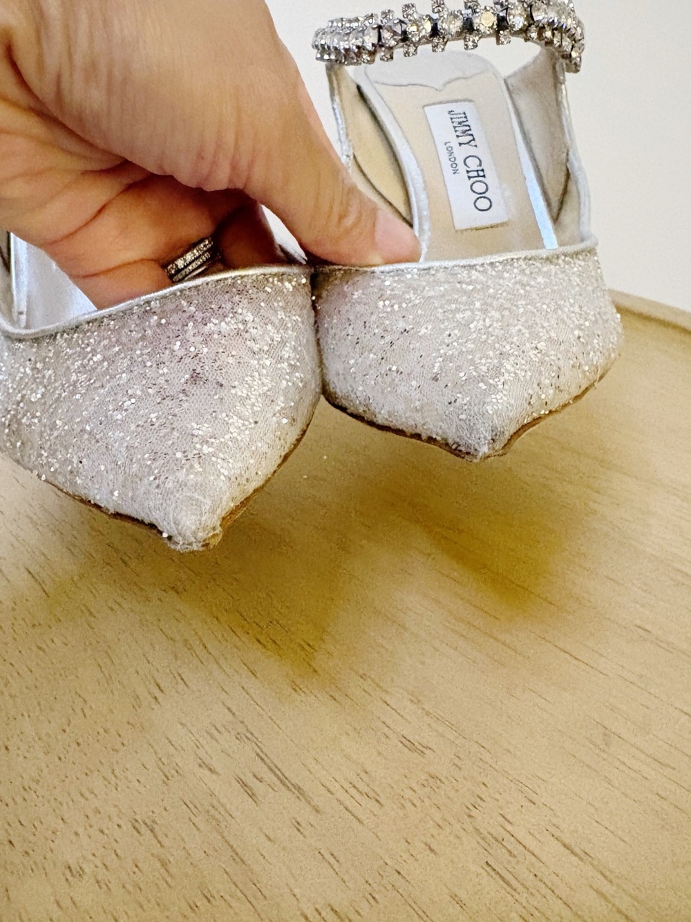 Jimmy Choo Tulle Glitter Bing Heels - Picture 10 of 12